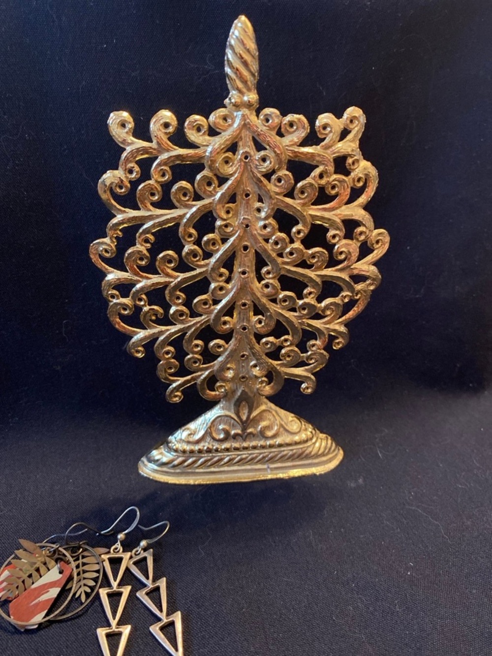 Vintage Gold Toned Torino Earring Holder Tree Of Life Jewelry Display
